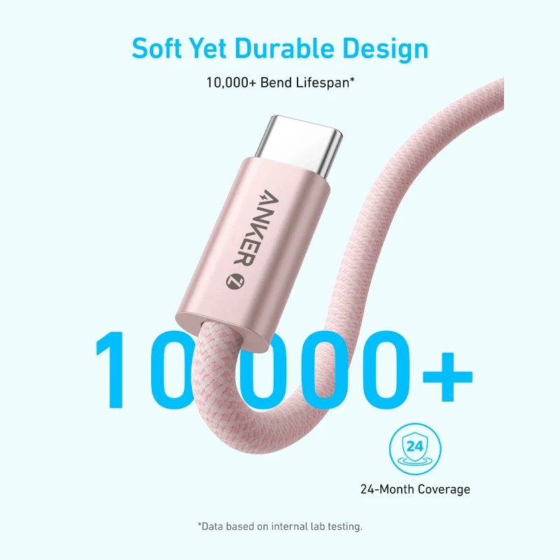 قیمت و خرید کابل شارژ 240 وات 0.9 متری USB-C به USB-C انکر مدل A8060