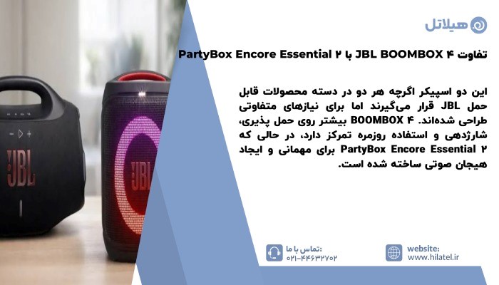 تفاوت اسپیکر JBL BOOMBOX 4 با PartyBox Encore Essential 2