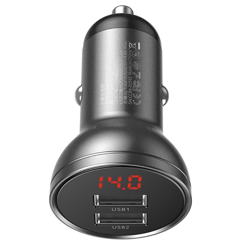 شارژر فندکی 24 وات باسئوس | Baseus Digital Display Car Charger VCBXA